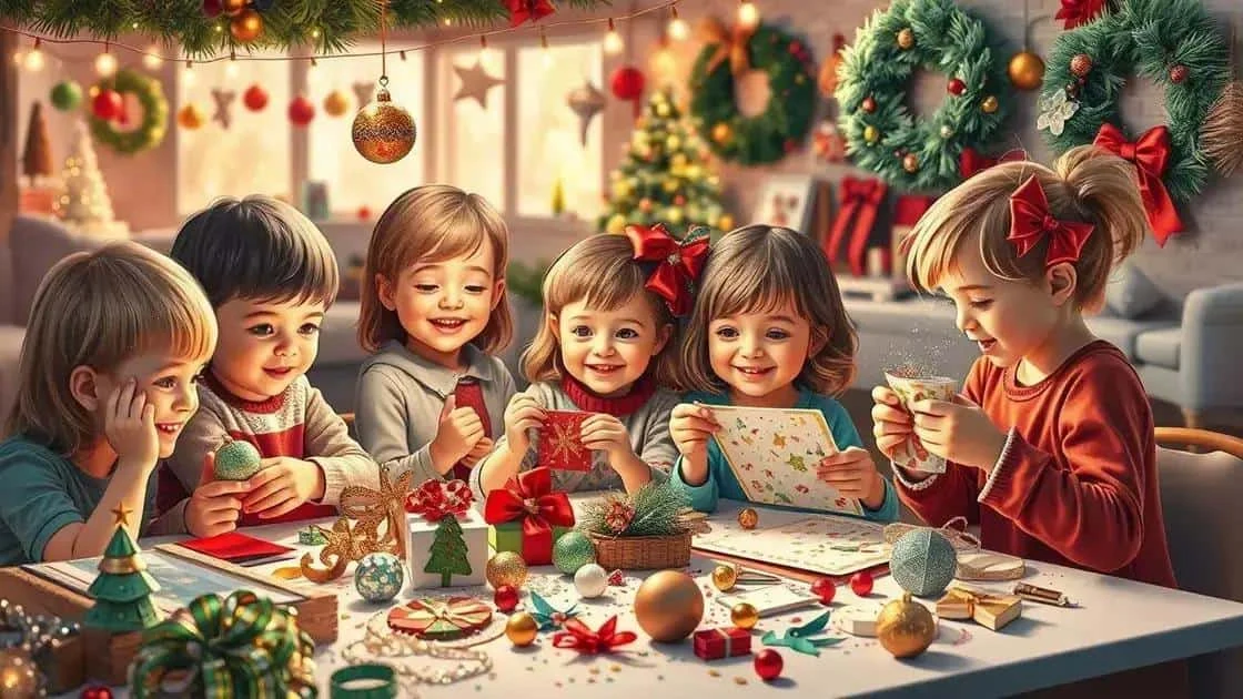 Children making Christmas cards together Children making Christmas cards together