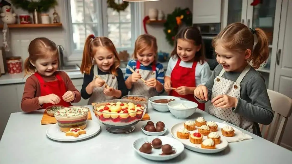 Children preparing festive food with supervision