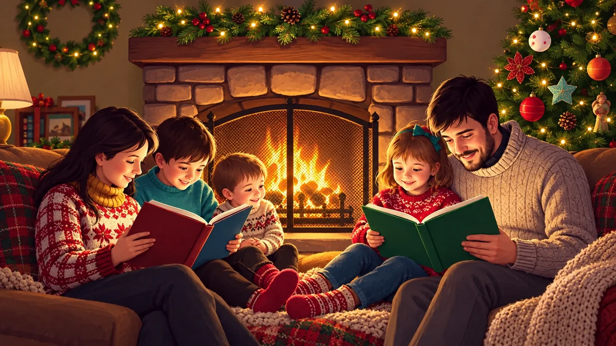 Children sharing a Christmas story Children sharing a Christmas story