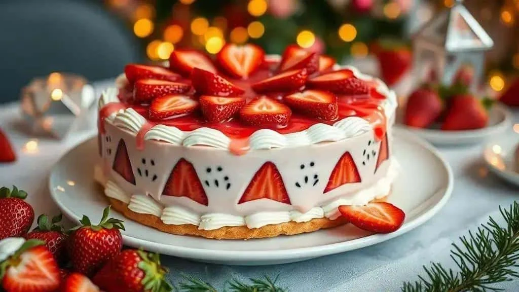 Chilled strawberry cheesecake for New Year's Eve