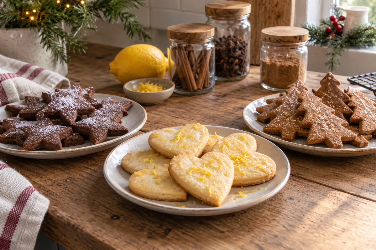 Chocolate citrus and spice Christmas biscuit variations