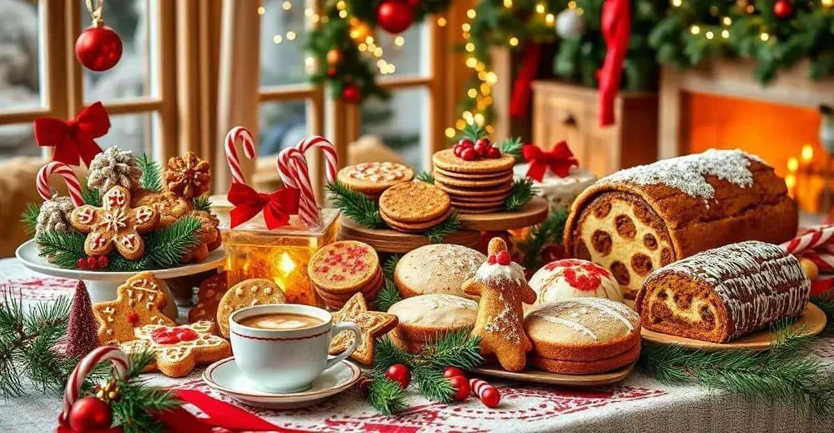 Christmas biscuits and sweet breads with a warm drink