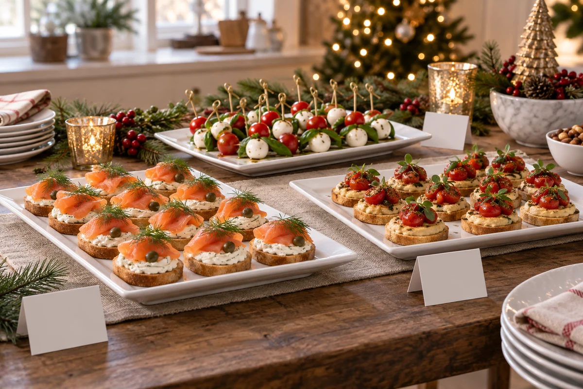 Christmas canape platters with separate serving cards Christmas canape platters with separate serving cards