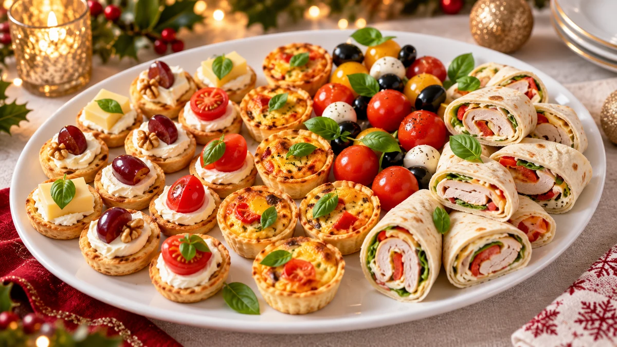 Christmas canapés with colourful toppings