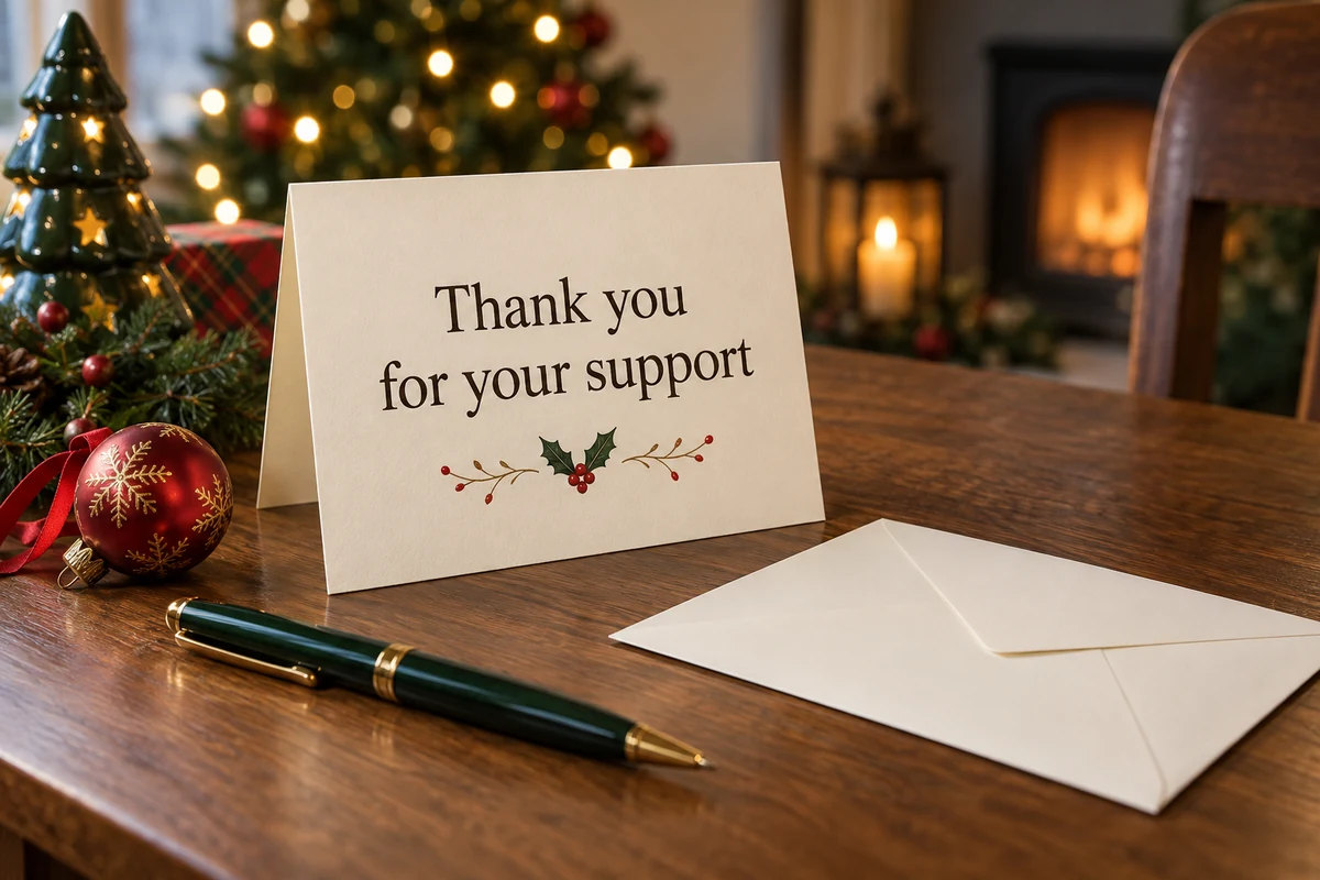 Christmas card reading Thank you for your support Christmas card reading Thank you for your support