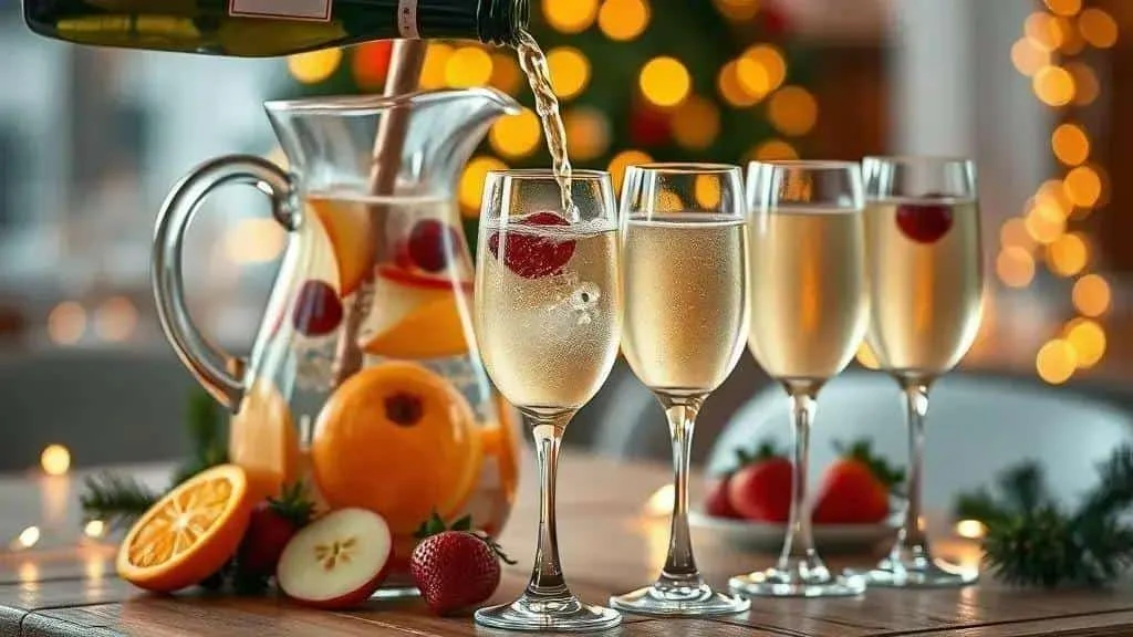 Christmas clericot with fruit and sparkling wine