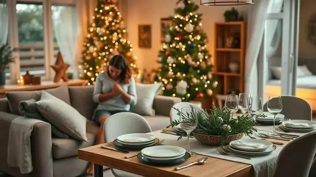 Christmas dining table and welcoming sitting room prepared for visitors