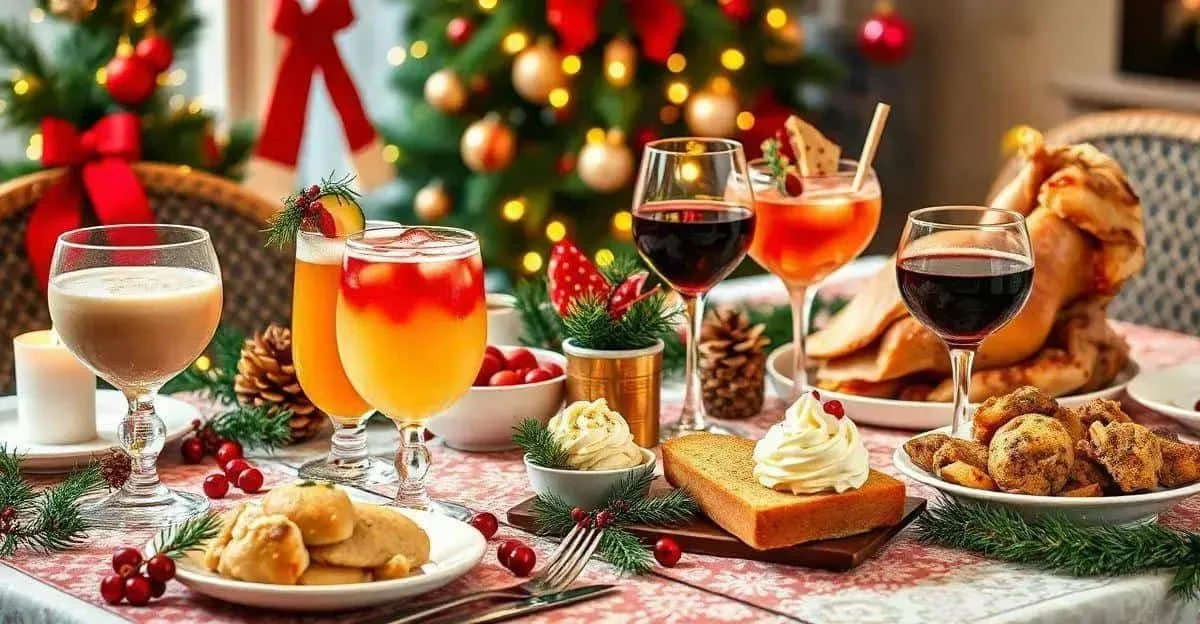 Christmas drinks served alongside savoury and sweet food