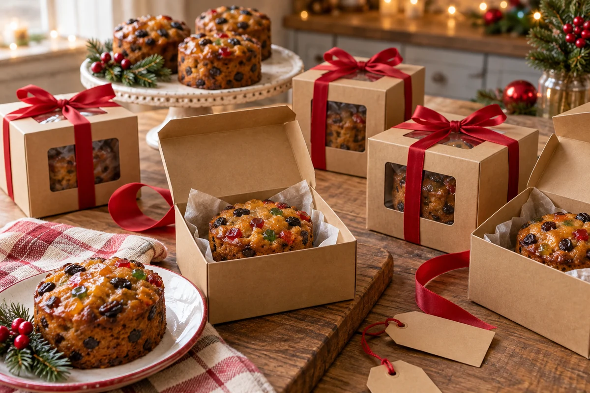Christmas fruit cakes packed as gifts Christmas fruit cakes packed as gifts