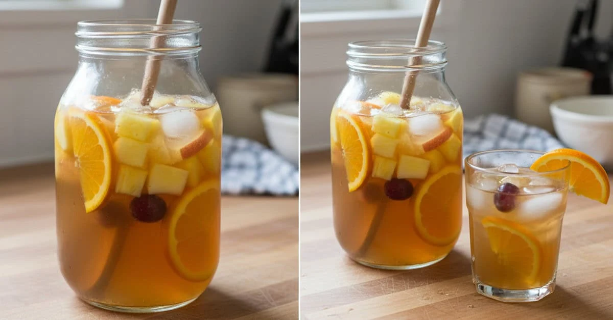 Christmas fruit punch in a jug and serving glasses