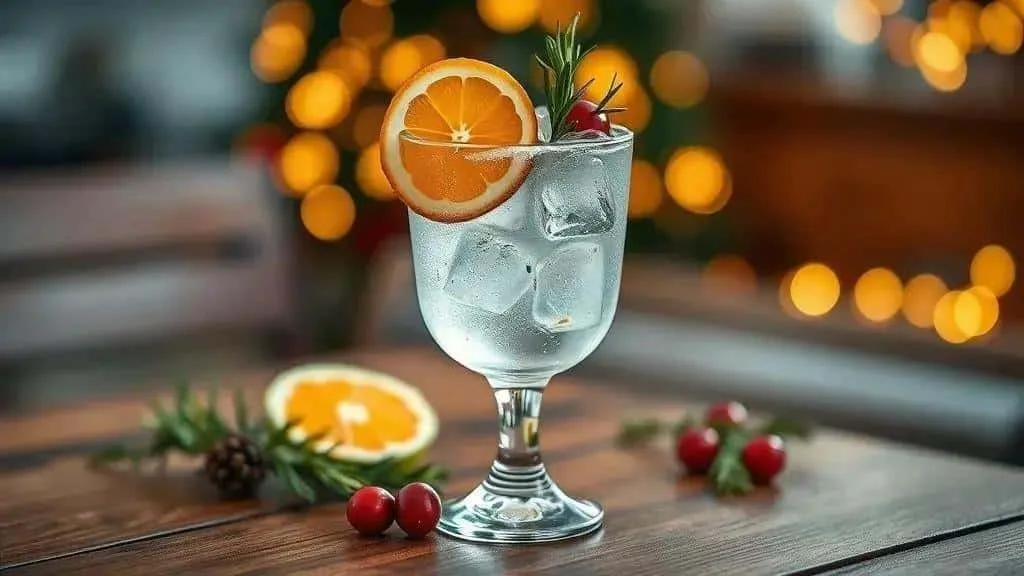 Christmas gin cocktail with an orange slice