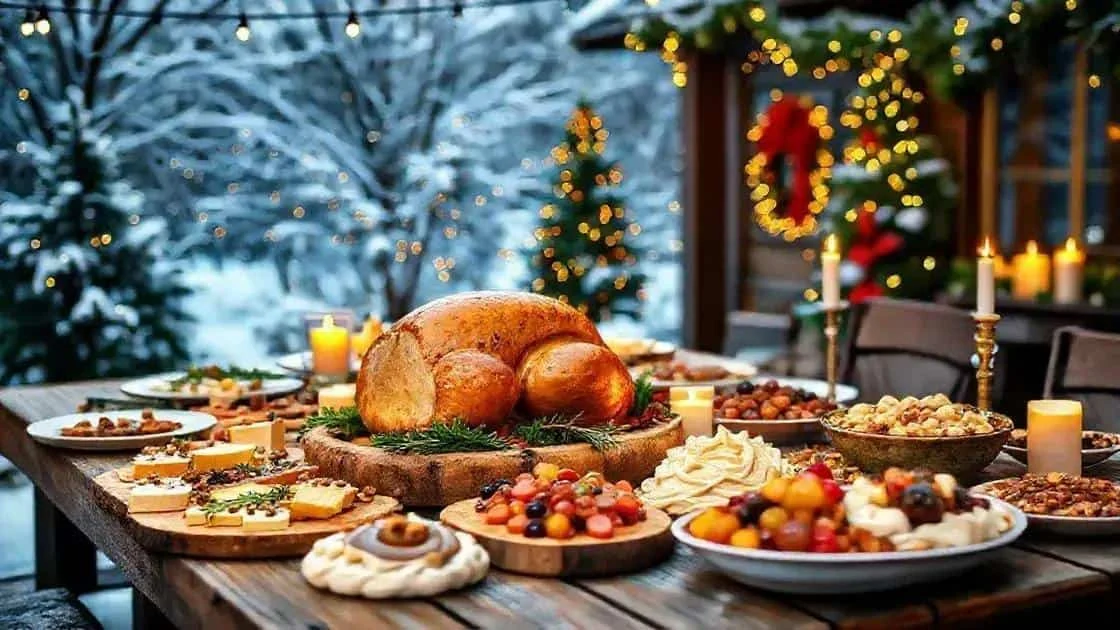 Christmas meal on a countryside dining table