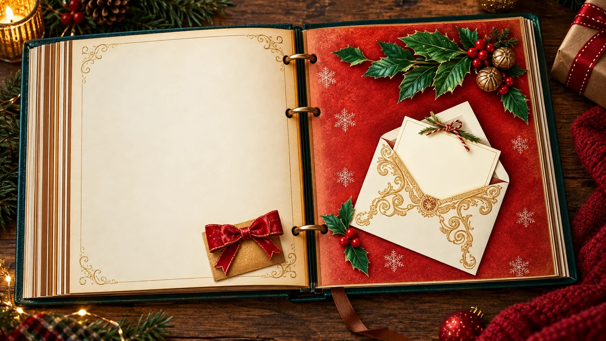 Christmas memory scrapbook with blank journalling panels
