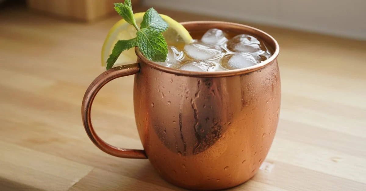 Christmas Moscow mule with ice and citrus