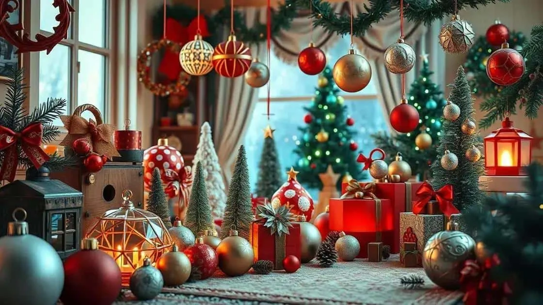 Christmas ornaments arranged for home decoration