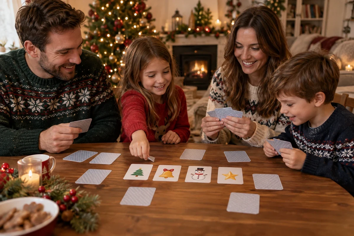 Christmas picture guessing cards on a table