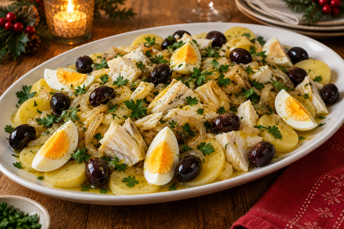 Christmas salt cod with potatoes in Gomes de Sa style