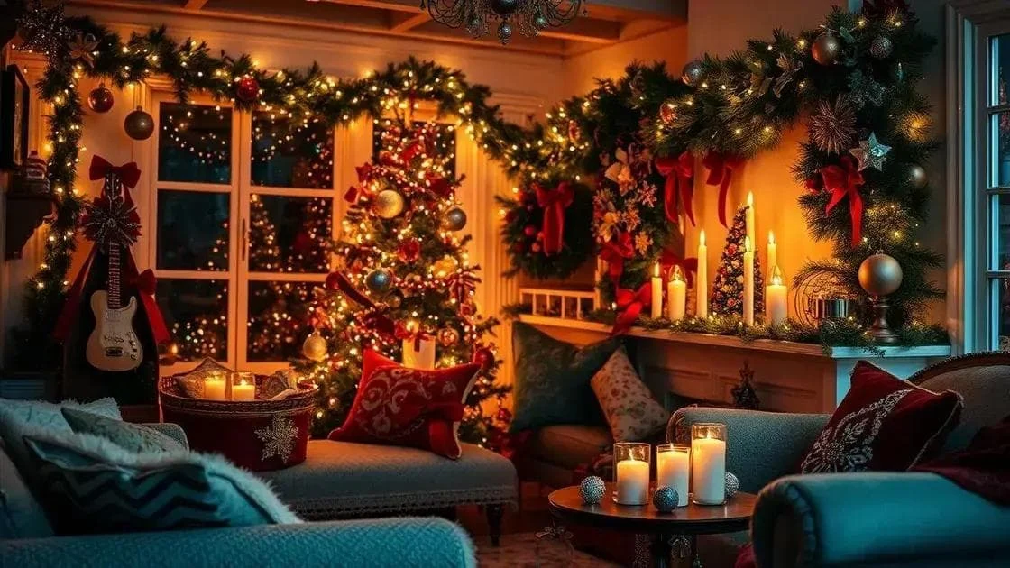 Christmas sitting room with candles and a decorated tree