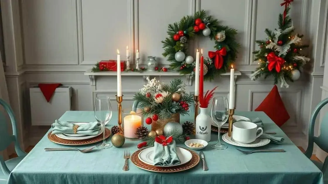 Christmas table decorated in coordinated colours