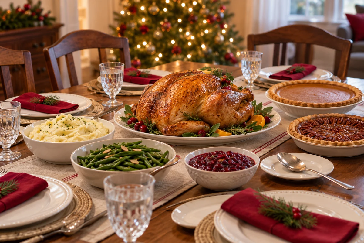 Christmas table illustrating a meal that can be adapted to family traditions