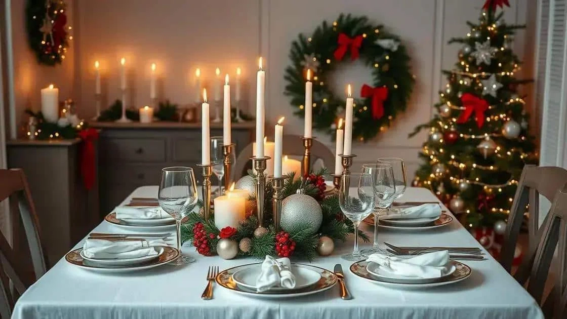 Christmas table setting with decorations
