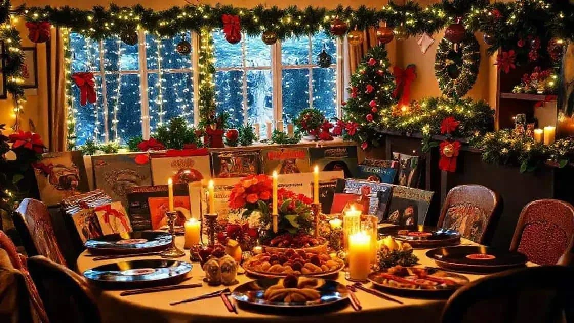 Christmas table with seasonal decorations