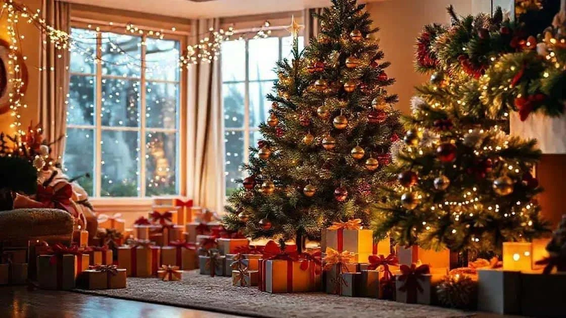 Christmas tree decorations in warm light Christmas tree decorations in warm light