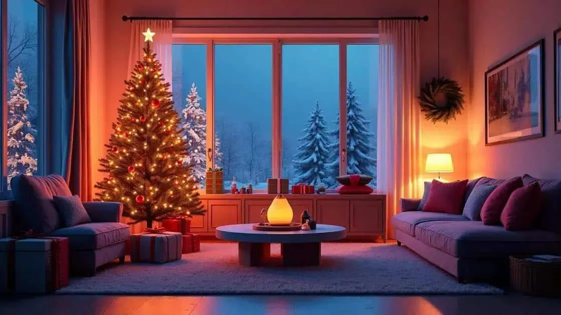 Christmas tree in a family living room