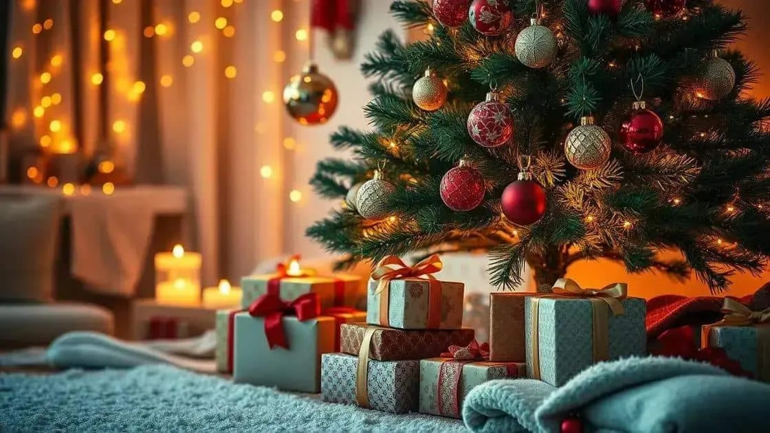 Christmas tree lights in a warm interior