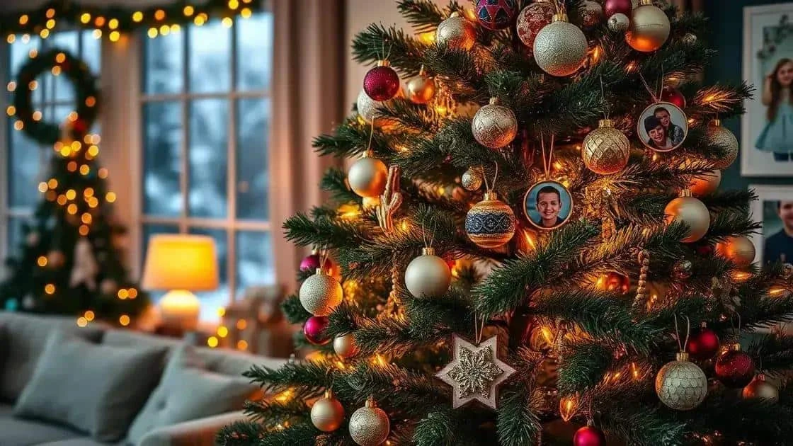 Christmas tree with family photo ornaments