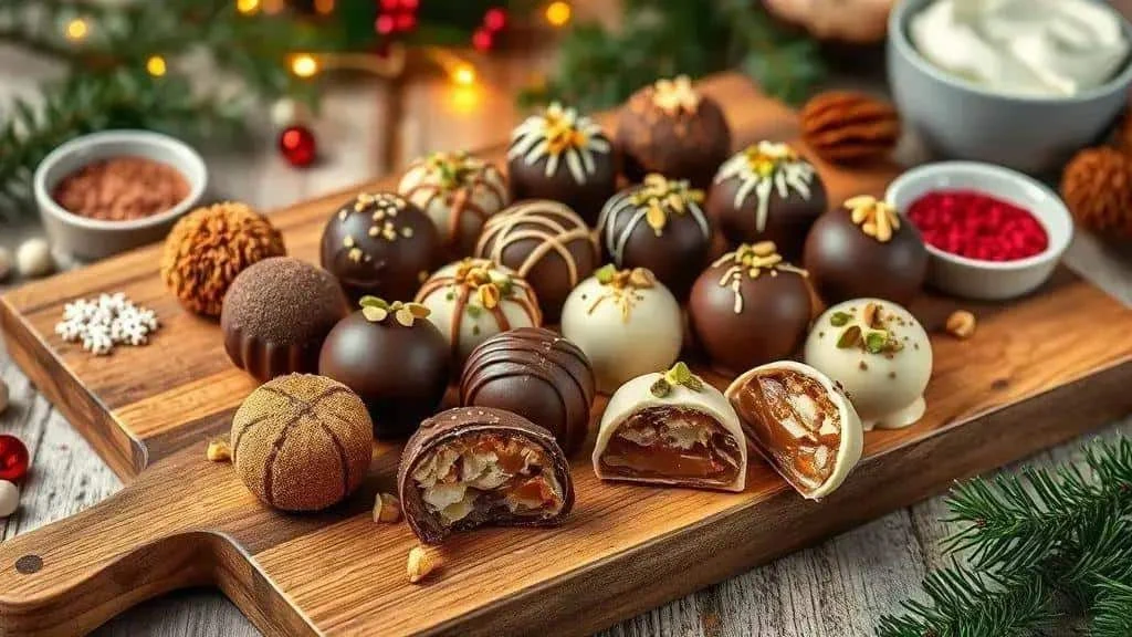 Christmas truffles with different coatings and fillings