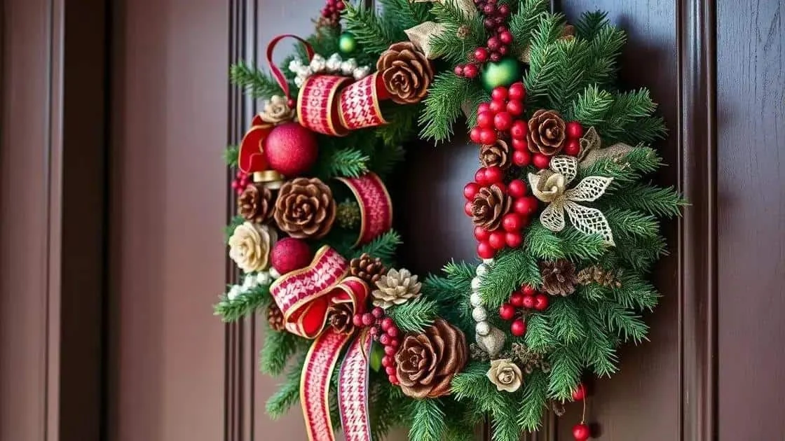 Christmas wreath hanging on a front door
