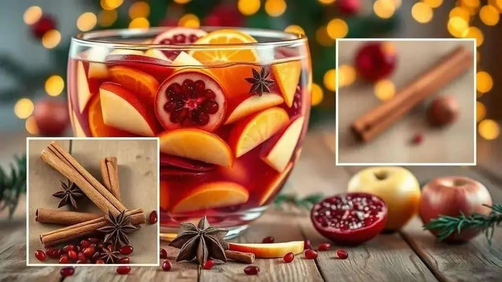 Citrus fruit and spices in Christmas punch Citrus fruit and spices in Christmas punch