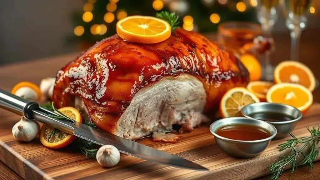 Citrus-glazed roast pork