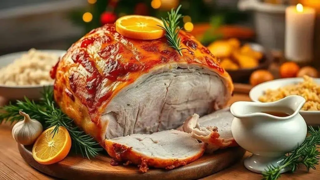 Citrus roast pork leg with gravy