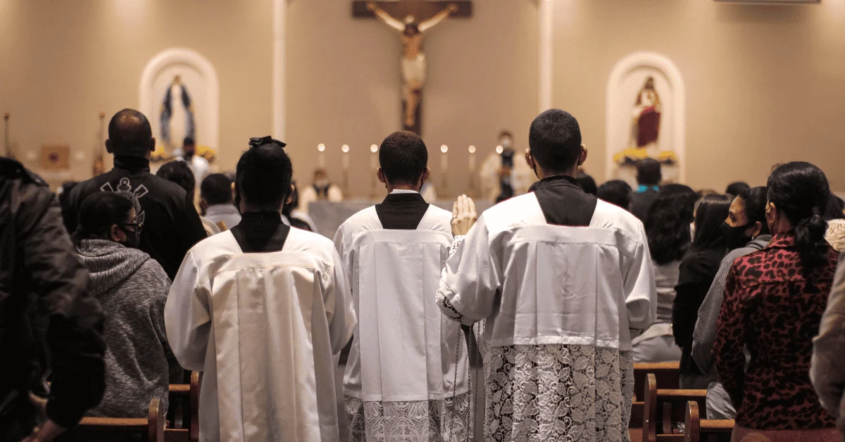Clergy and worshippers gathered for Mass