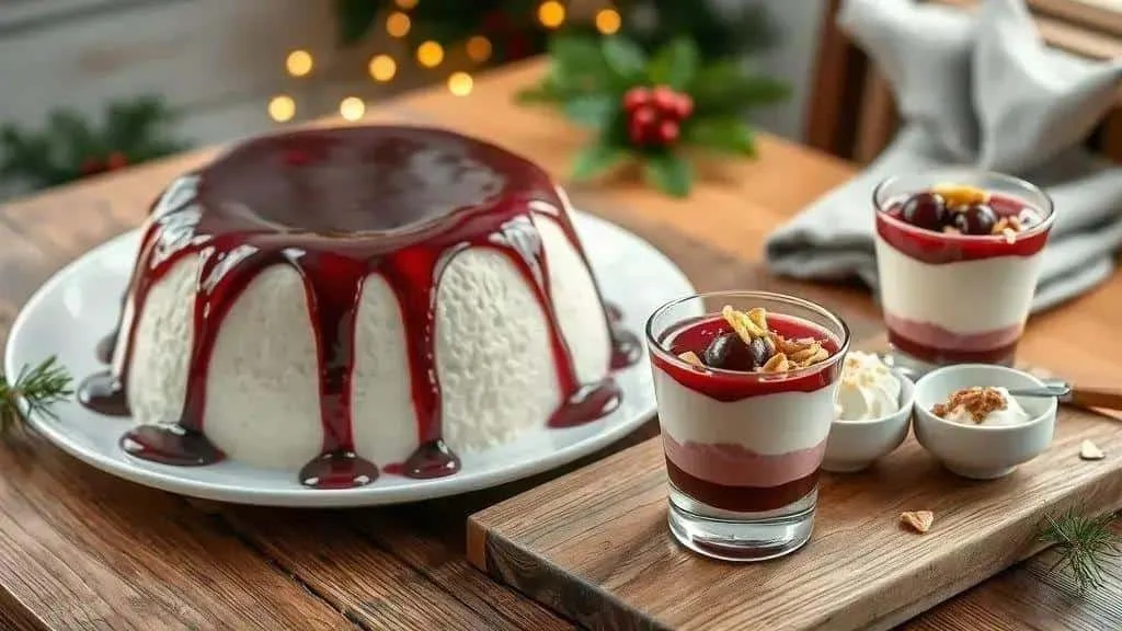 Coconut pudding and individual dessert glasses