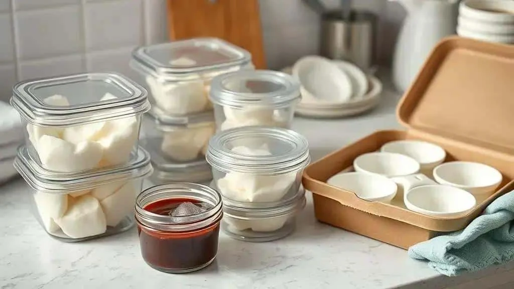 Coconut pudding prepared for chilled storage and transport