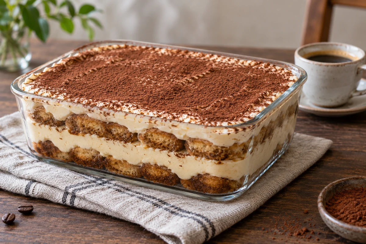 Coffee-soaked sponge fingers layered with mascarpone cream Coffee-soaked sponge fingers layered with mascarpone cream