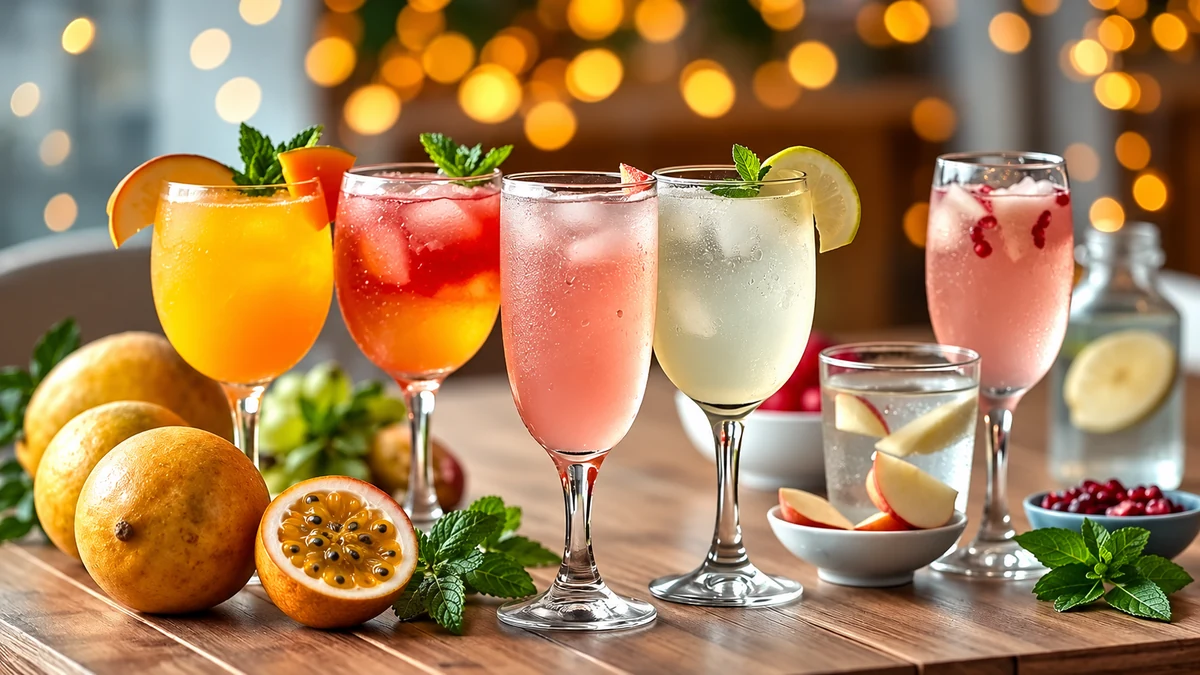 Colourful alcohol-free fruit drink variations