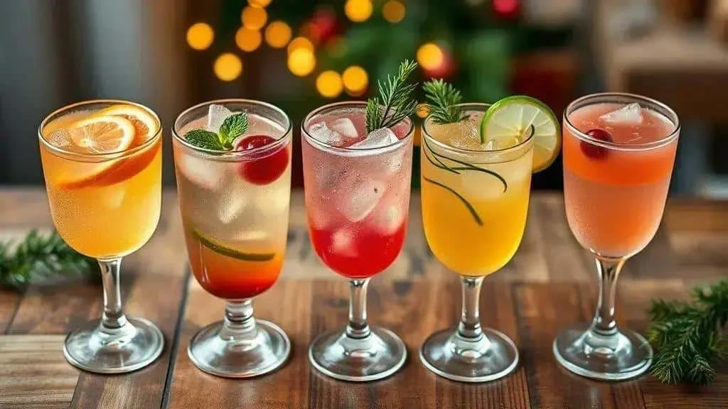 Colourful Christmas party cocktails and mocktails