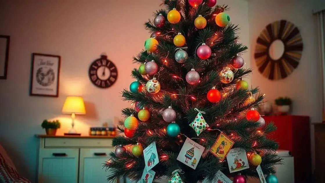 Colourful Christmas tree with vintage-style ornaments