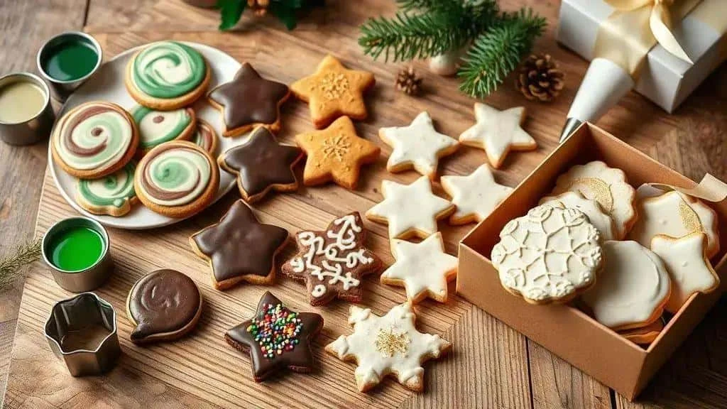Colourful decorated Christmas biscuit designs