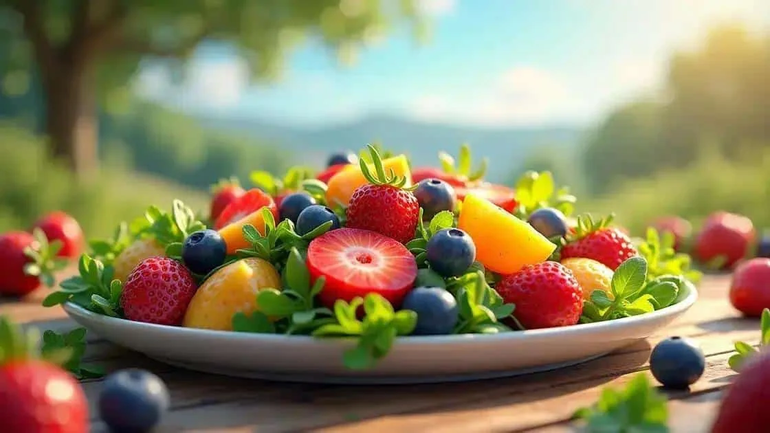 Colourful fruit salad in a serving bowl