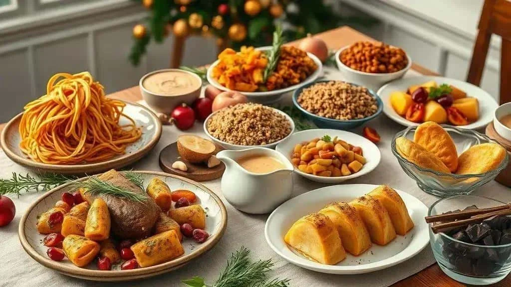 Colourful plant-based festive dishes