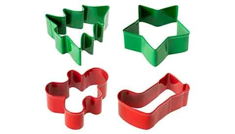 Colourful plastic Christmas biscuit cutters