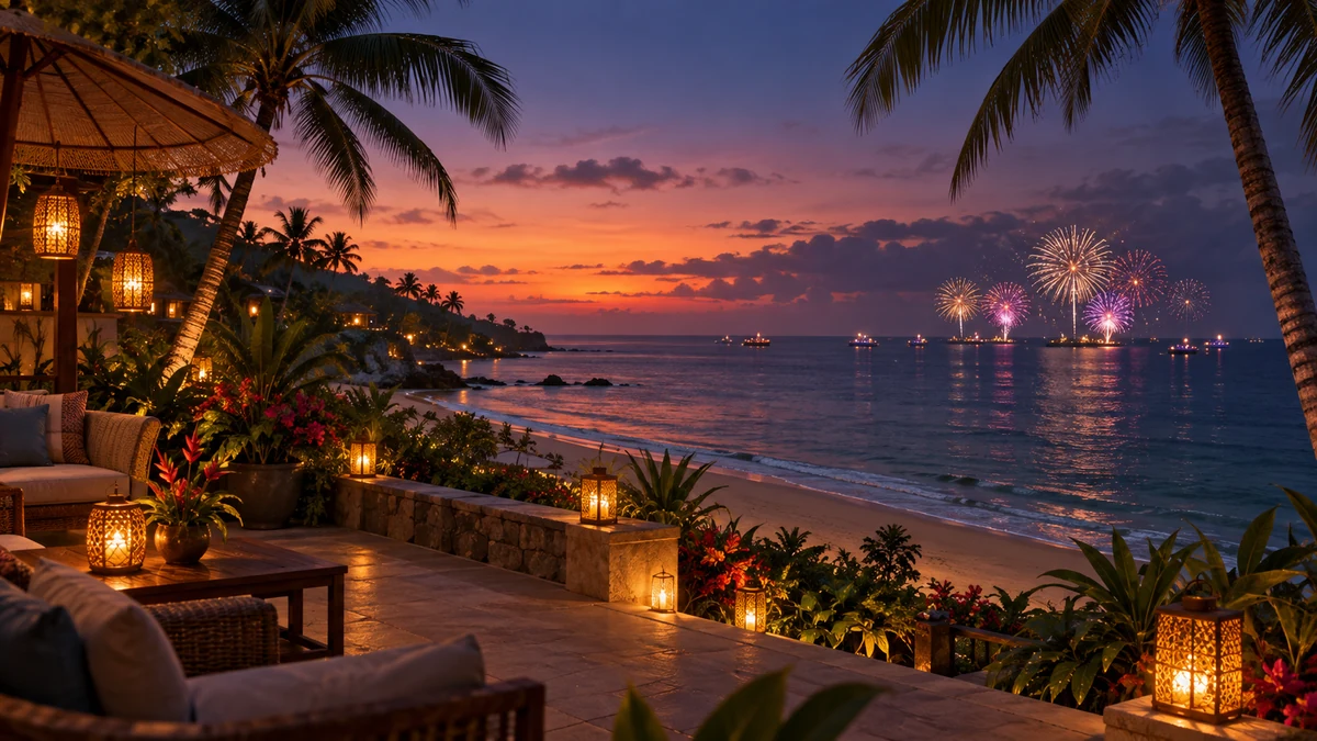 Conceptual illustration of a festive evening in Bali
