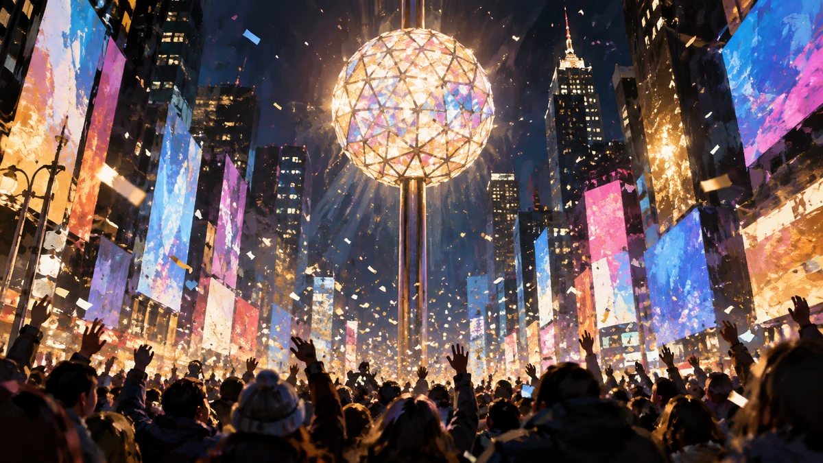 Conceptual illustration of a sparkling New Year ball