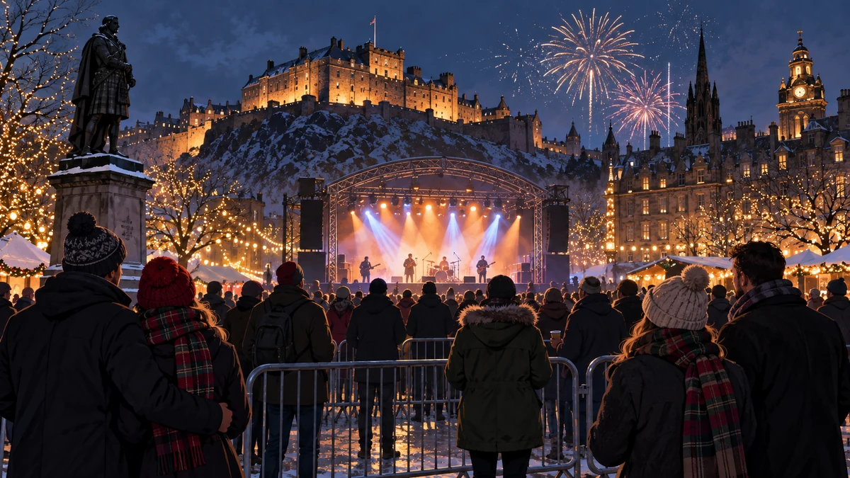 Conceptual illustration of Edinburgh at New Year