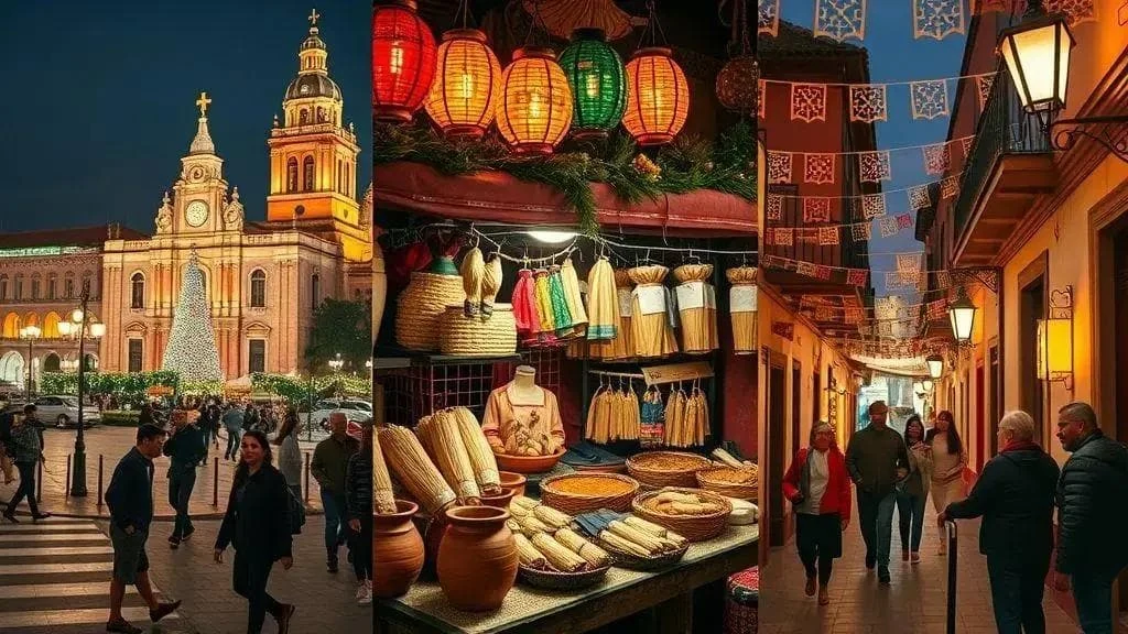 Conceptual illustration of Mexican-style city scenes